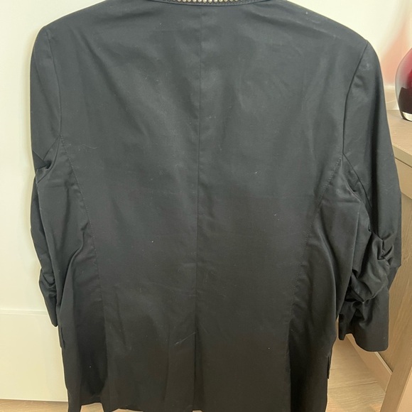 Express Black Blazer with Studded Lapels. 3/4 sleeve, ruched - Picture 2 of 7